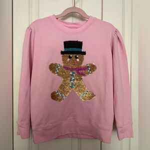 Girls' Pink Sequin Gingerbread Pullover Sweatshirt